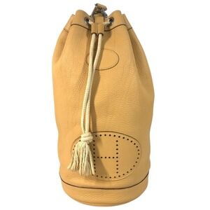 HERMES Hermes H-punched logo drawstring lunch bag shoulder Taurillon Clemence...